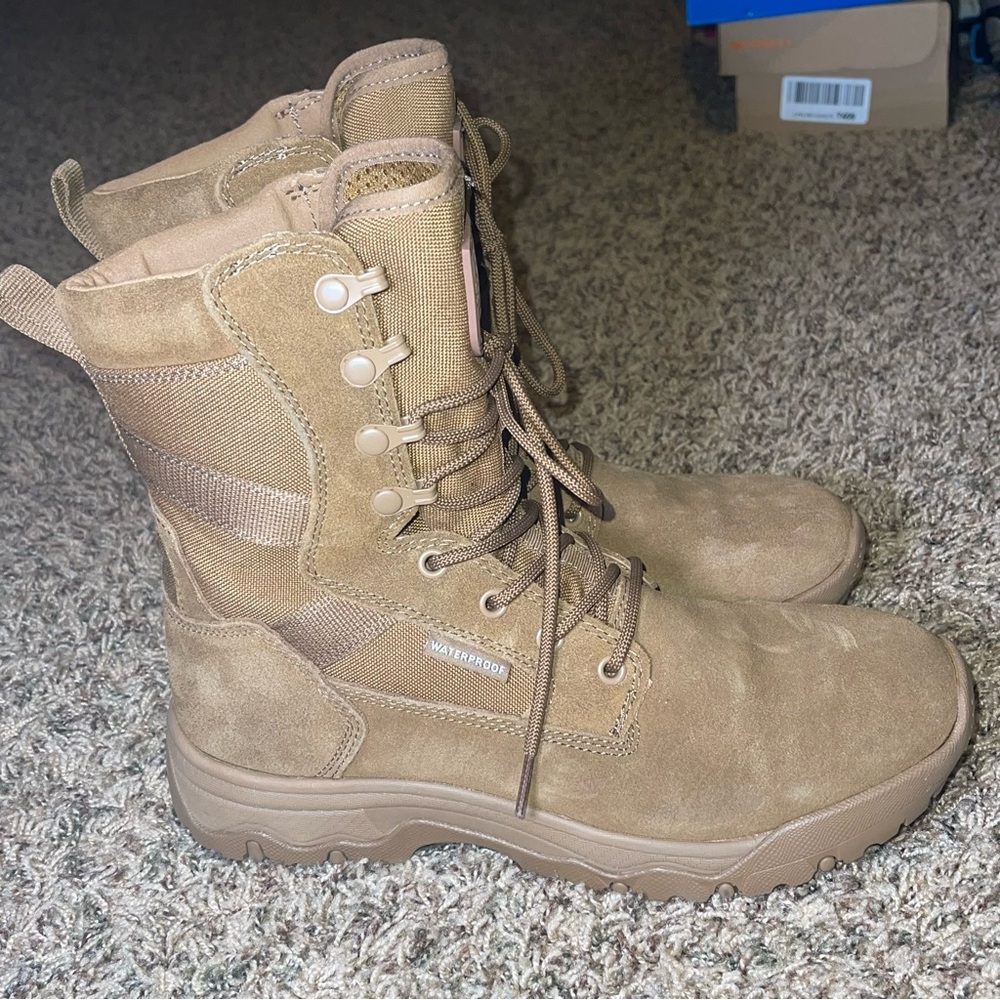 Free Soldier ACC0030 Mens Tan Waterproof Mid Calf Lace Up Combat Boots Size 8.5